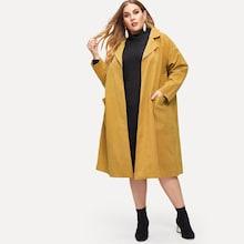 Shein Plus Pocket Front Solid Belted Coat