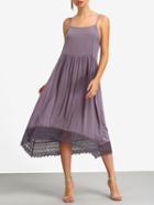 Shein Lace Trimmed Pleated Purple Cami Dress