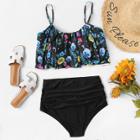 Shein Plus Botanical Print Bikini Set