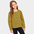 Shein Girls Frill Trim Plaid Shirt