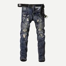 Shein Men Make Old Ruched Destroyed Jeans