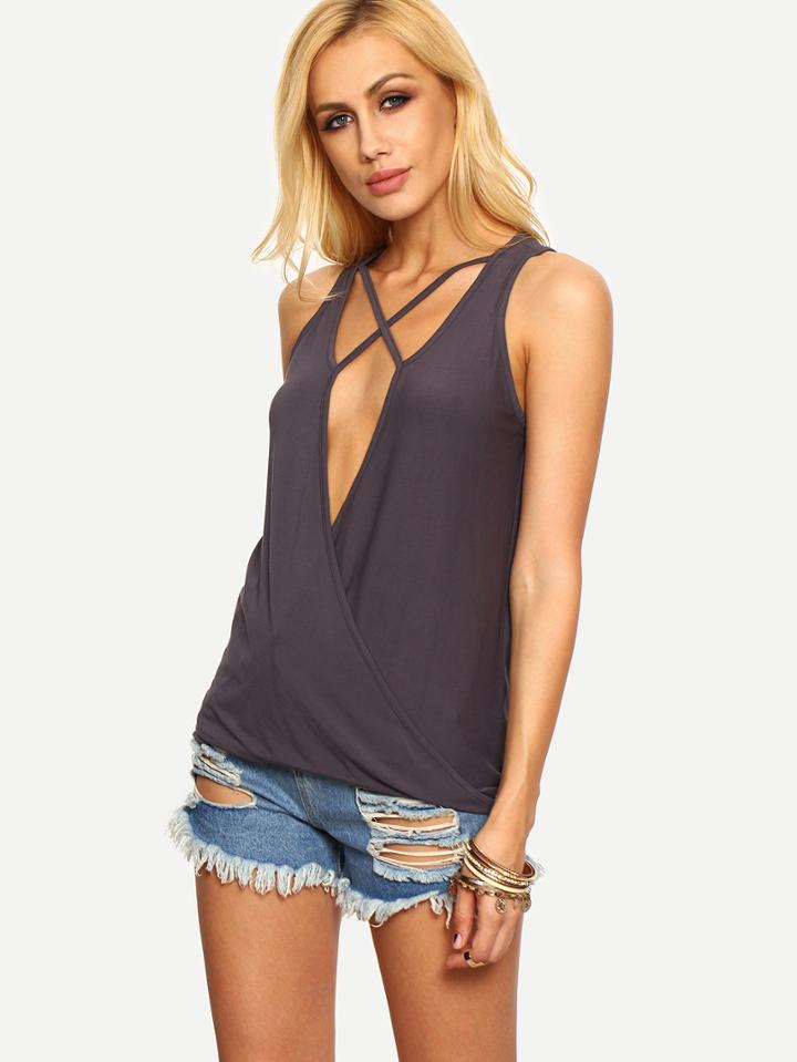 Shein Black Criss Cross Tank Top