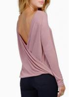 Rosewe Comfy Purple Open Back Long Sleeve T Shirt