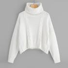 Shein Plus Rolled Neck Cable Knit Jumper