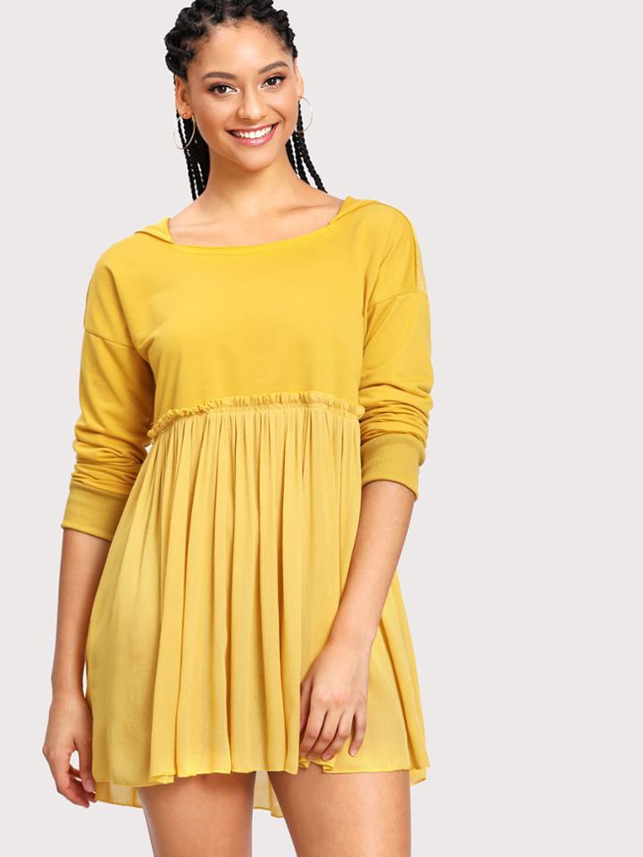 Shein Drop Shoulder Babydoll Hoodie Dress