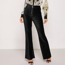 Shein Zip Front Solid Flare Pants