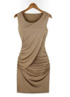 Rosewe Sexy Solid Sleeveless Sheath Cotton Dress For Noble