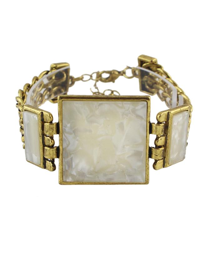 Shein Beige Stone Chunky Bracelet