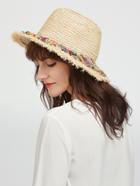 Shein Beige Raw Edge Straw Hat With Colorful Tassel
