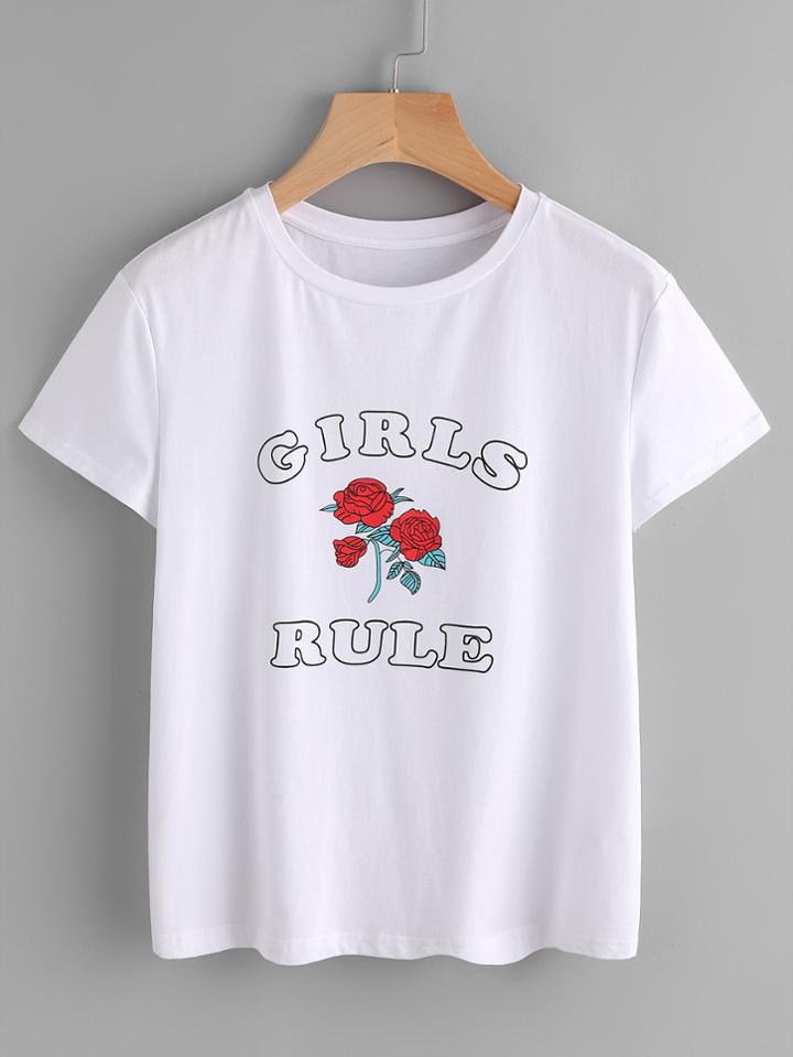 Shein Girls Rule Tee
