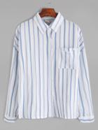 Shein Vertical Striped Drop Shoulder Pocket Shirt