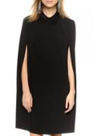 Rosewe Laconic Solid Black Turndown Collar Long Sleeve Dress