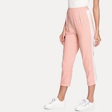 Shein Contrast Panel Side Rolled Hem Pants