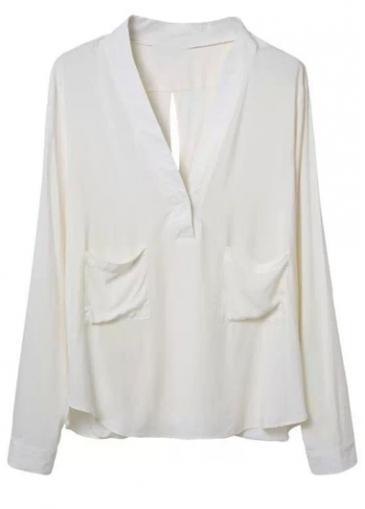 Rosewe Laconic V Neck Long Sleeve Tees For Lady