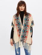 Shein Fringe Trim Boho Cape