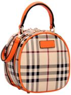 Shein Orange Plaid Zipper Pu Shoulder Bag