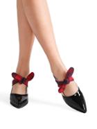 Shein Black Plaid Tie Patent Leather Chunky Heel Pumps