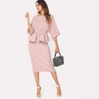 Shein Ruffle Hem Blouse & Ribbed Skirt