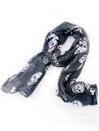 Shein Black Fashion White Skull Print Scarves