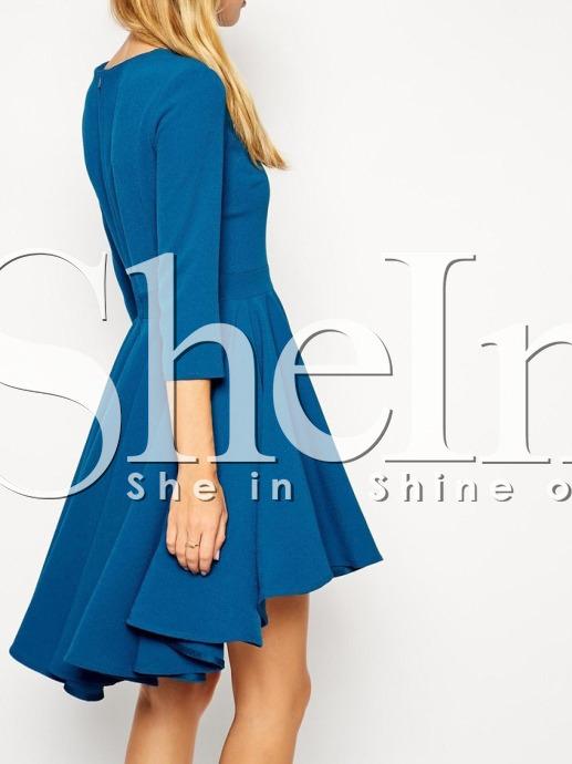 Shein Blue High Low Pleated Dress