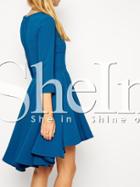 Shein Blue High Low Pleated Dress