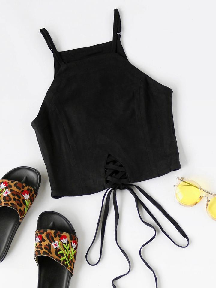 Shein Criss Cross Tie Detail Crop Cami Top