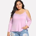Shein Plus Cold Shoulder Solid Tee