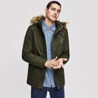 Shein Men Patched Contrast Faux Fur Hooded Coat