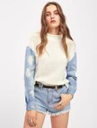 Shein Cloud Wash Sleeve Mixed Media Laddering Jumper