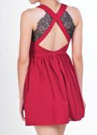 Rosewe Catching V Neck Sleeveless Red A Line Dress