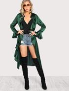 Shein Trumpet Sleeve Belted Waterfall Duster Coat