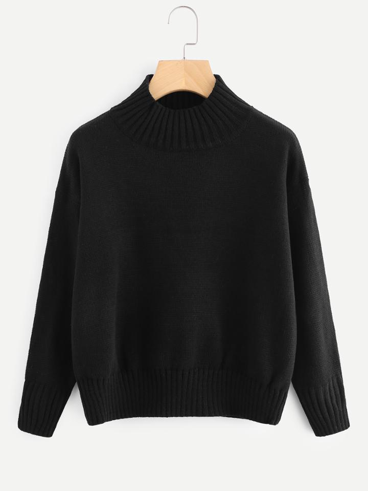Shein Mock Neck Drop Shoulder Jumper