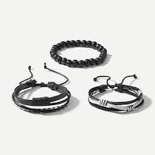 Shein Men Layered Woven  Bracelet Set 3pcs
