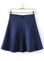 Rosewe Elegant Navy Blue High Waist Skirt For Woman