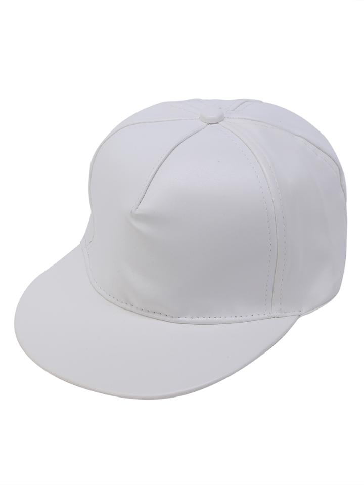 Shein White Faux Leather Hip Hop Baseball Cap