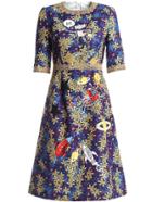 Shein Leaves Jacquard A-line Dress