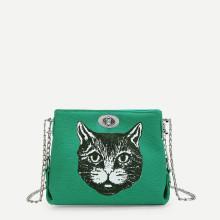 Shein Cat Pattern Chain Crossbody Bag
