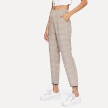 Shein Contrast Lace Plaid Pants