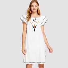 Shein Tiered Ruffle Embroidery Slit Side Dress