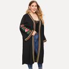 Shein Plus Open Front Flower Embroidery Coats