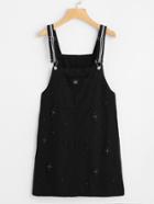 Shein Beaded Detail Pocket Front Overall Denim Dress