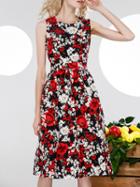 Shein Black Backless Floral A-line Dress