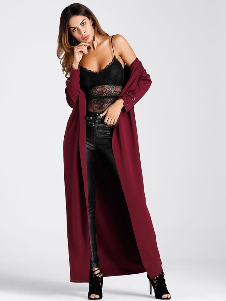 Shein Drape Front Belted Longline Coat