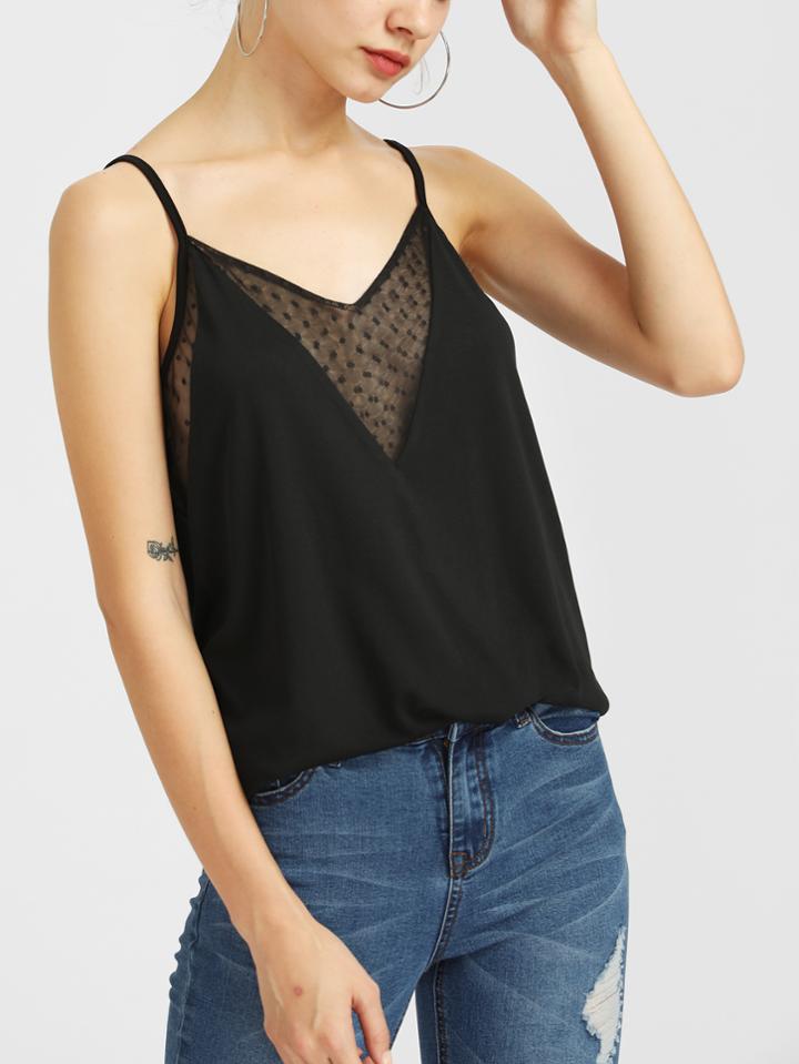Shein Dot Mesh Insert Cami Top