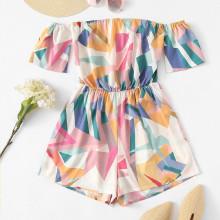Shein Off Shoulder Geo Print Romper