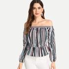 Shein Striped Off The Shoulder Blouse