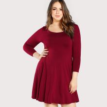 Shein Plus Scoop Neck Quarter Sleeve Dress