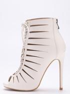 Shein White Peep Toe Zipper Lace Up Stiletto Heels