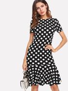 Shein Polka Dot Ruffle Hem Dress