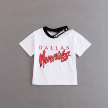 Shein Girls Cutout Contrast Neck Graphic Tee